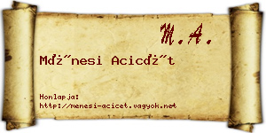 Ménesi Acicét névjegykártya